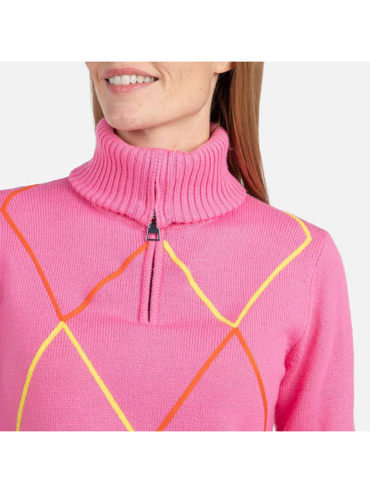 Sweter damski ROSSIGNOL W Jcc 1/2 Zip różowy
