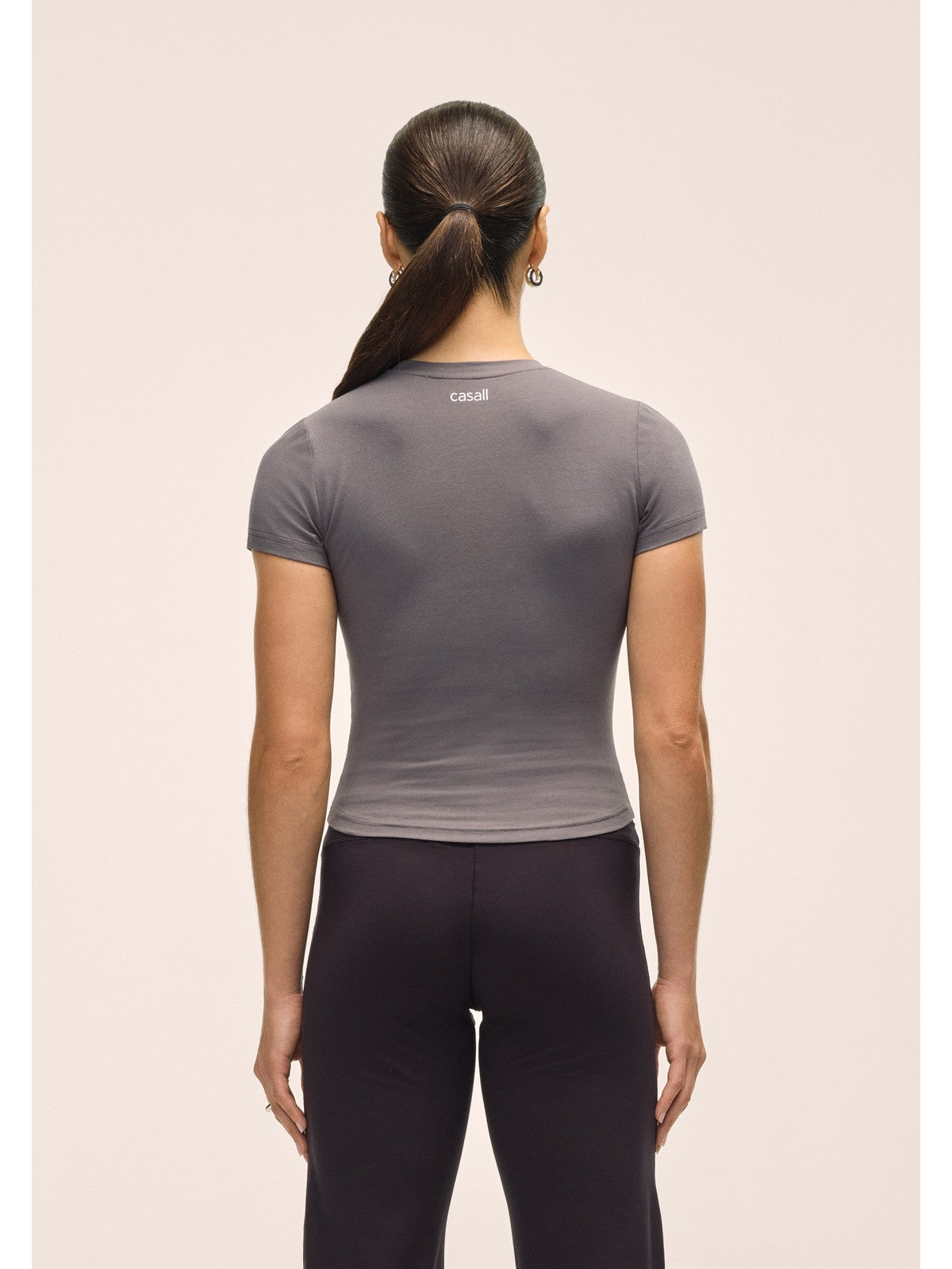 Koszulka treningowa damska CASALL Cotton Blend Slim Tee kolor szary