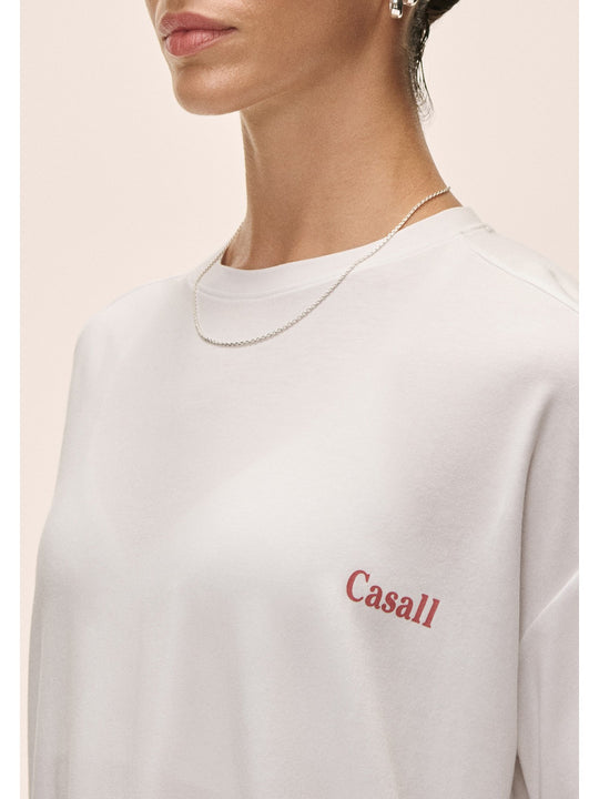Koszulka damska Casall Oversized Cotton Blend Tee biały - Adventure Sports
