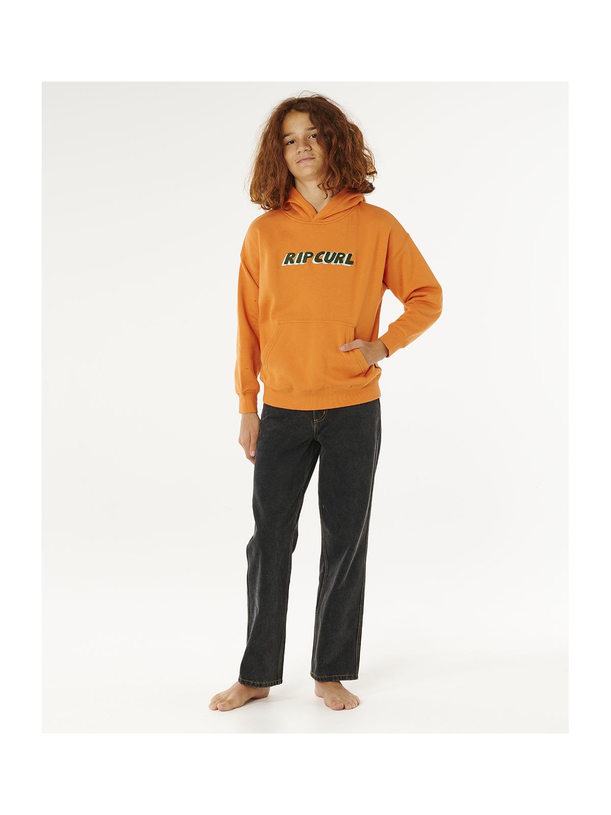 Bluza chłopięca RIP CURL Eternal Shred Logo Hood-Boy pomarańczowa
