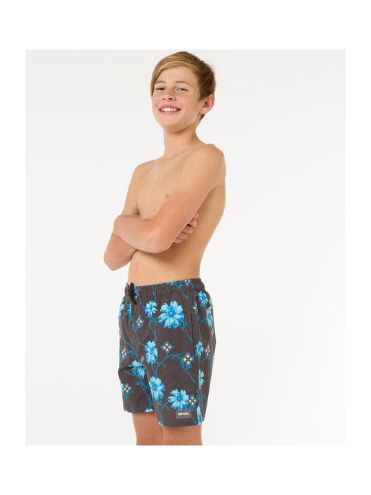 Szorty kąpielowe chłopięce RIP CURL Surf Revival Floral Volley-Boy czarne
