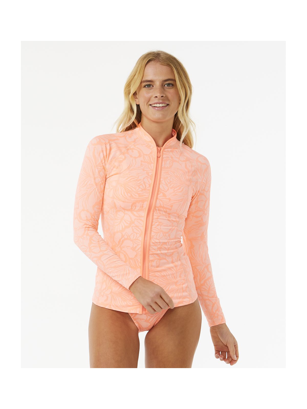 Lycra RIP CURL Sun Chaser Ls Zipthru pomarańczowy - Adventure Sports