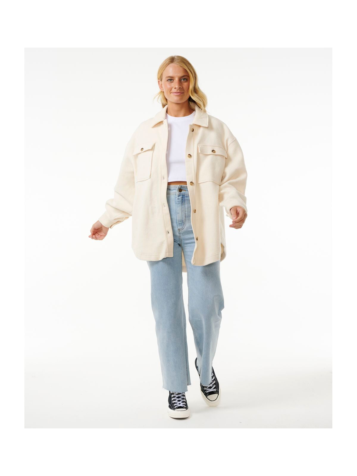 Kurtka RIP CURL HIGH TIDE FLEECE SHACKET biała