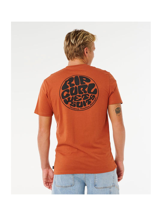 Koszulka męska RIP CURL Wettie Passage Icon Tee brązowa
