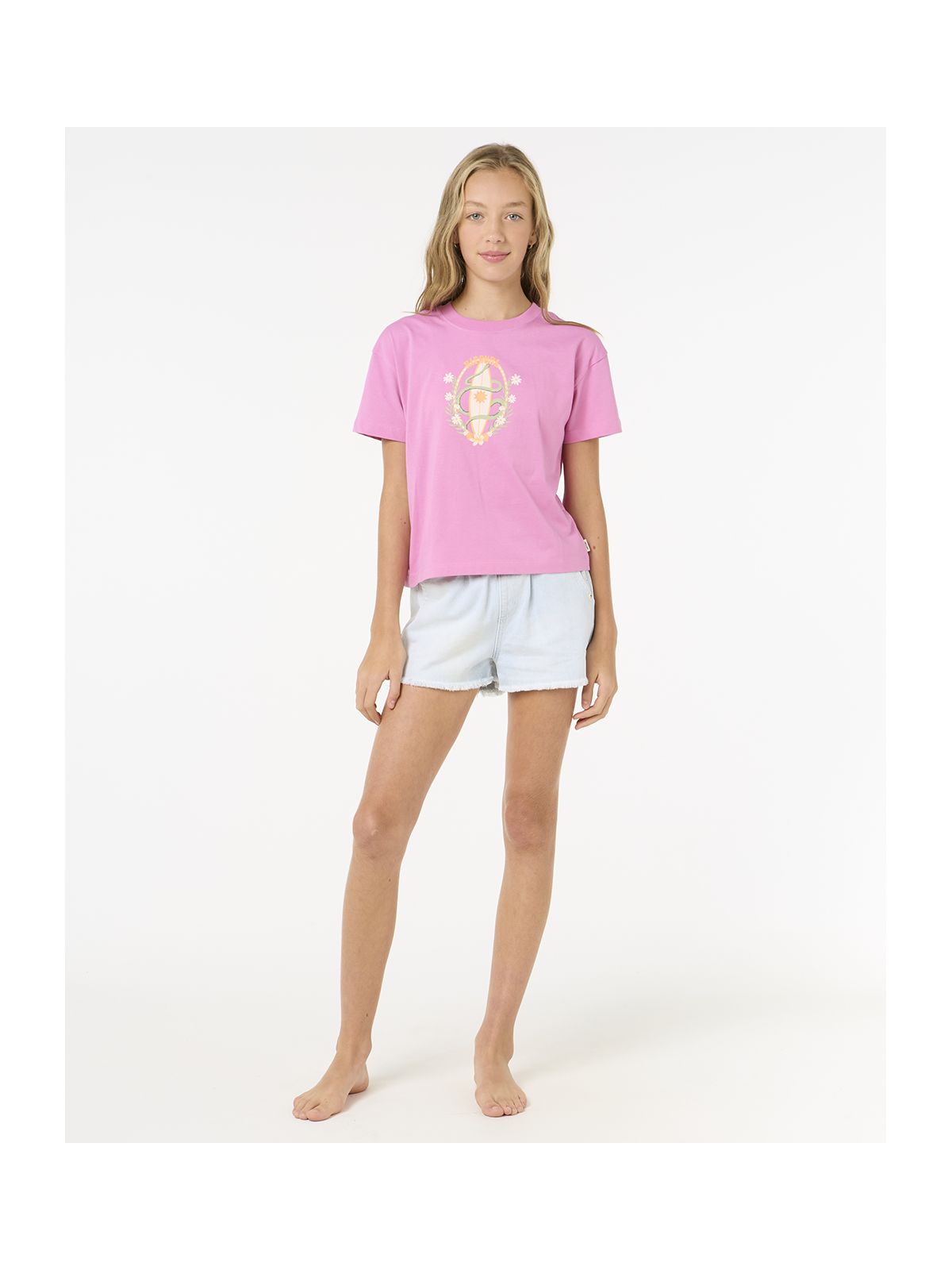 Koszulka RIP CURL Island Surf Crop-Girl różowy