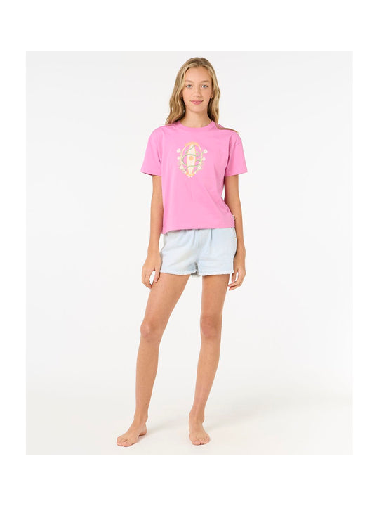 Koszulka RIP CURL Island Surf Crop-Girl różowy
