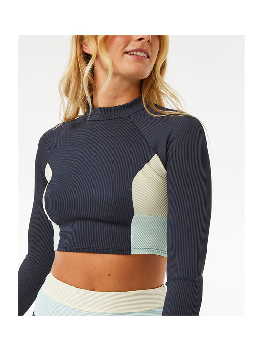 Top RIP CURL Block Party Spliced Crop L/S granatowy - Adventure Sports
