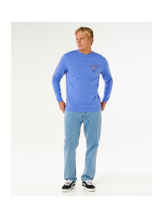Koszulka męska RIP CURL Fade Out Icon L/S Tee niebieska
