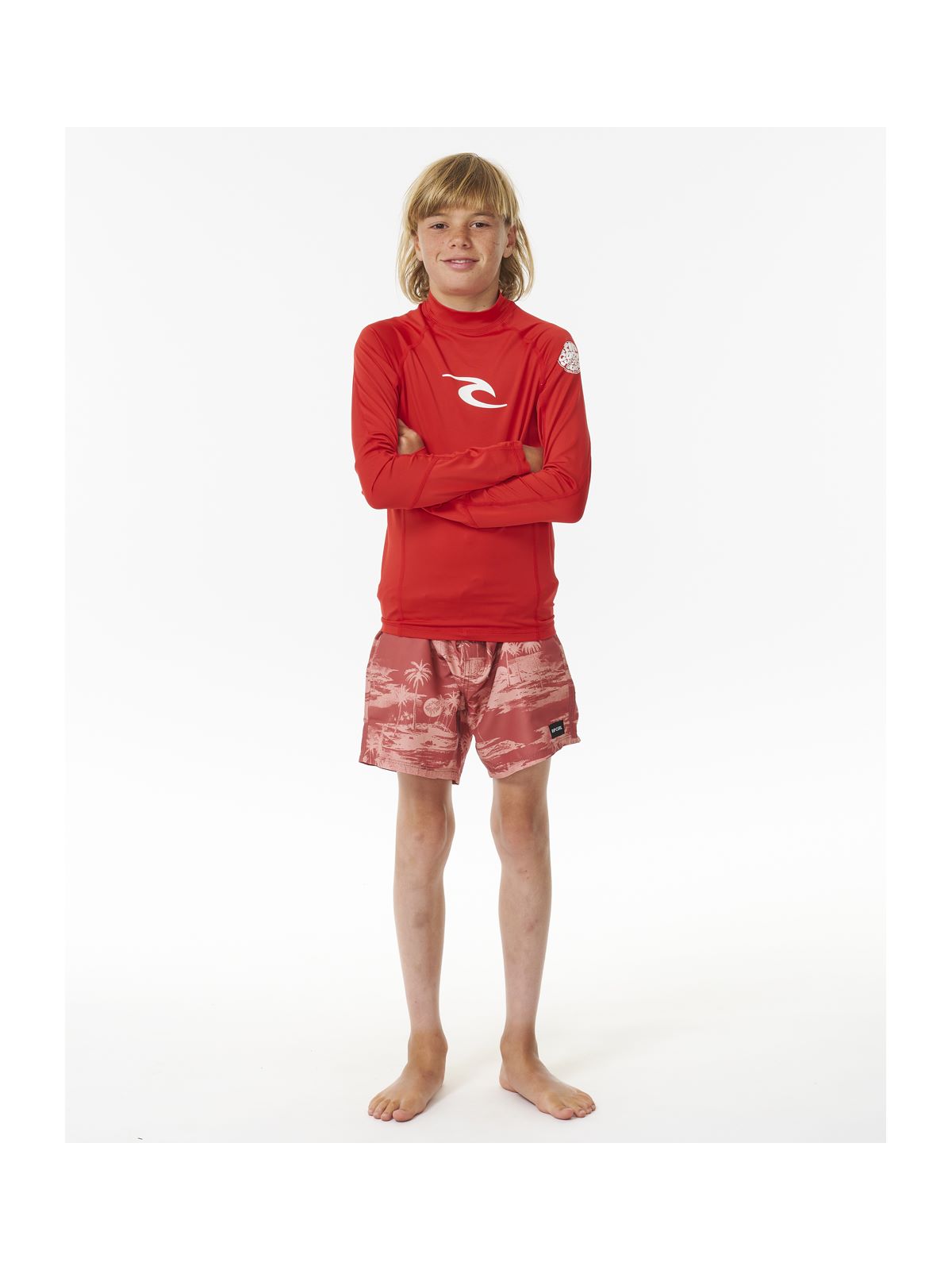 Koszulka do pływania dziecięca RIP CURL Brand Wave Upf L/S Boy czerwona