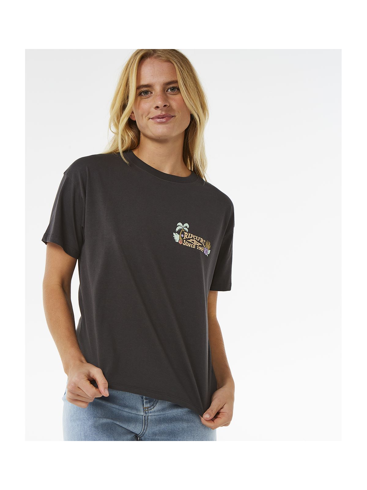 Koszulka RIP CURL Tiki Tropics Relaxed Tee czarny - Adventure Sports