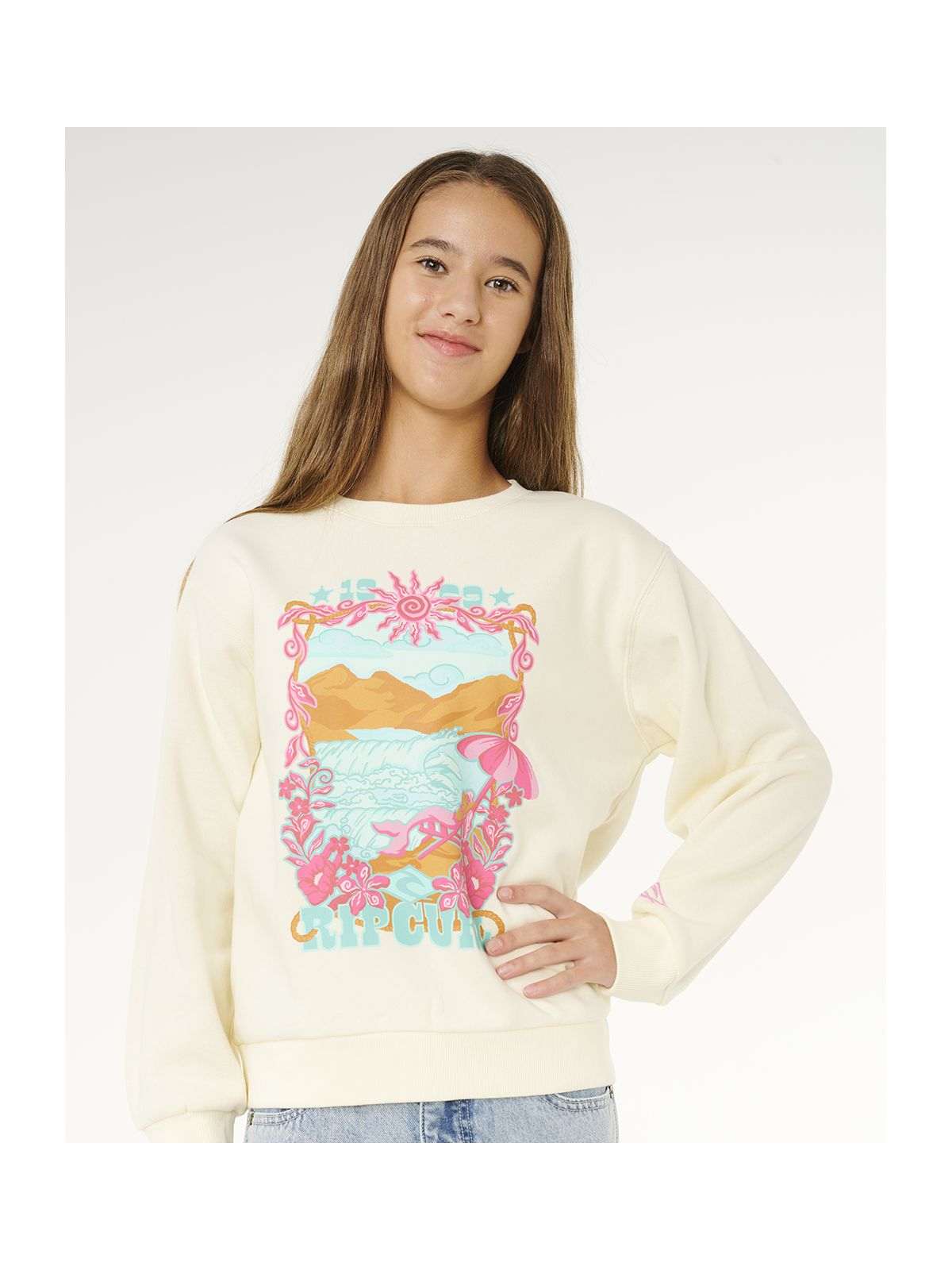 Bluza dziewczęca RIP CURL Sunshine Squad Crew-Girl biała