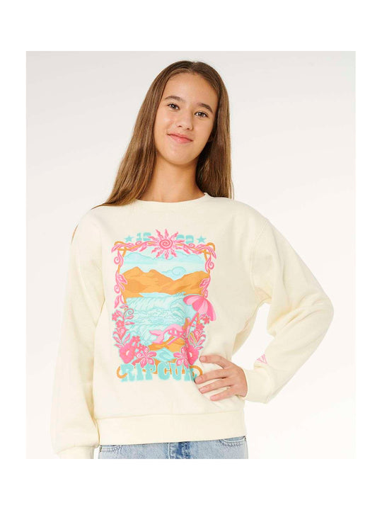 Bluza dziewczęca RIP CURL Sunshine Squad Crew-Girl biała
