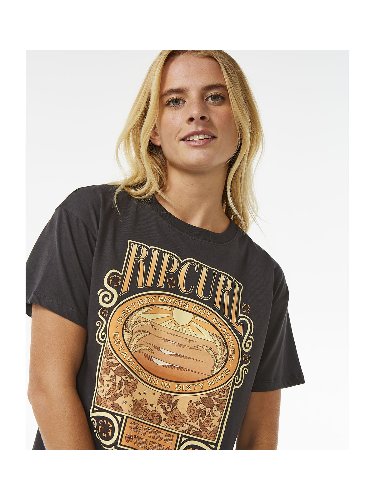 Koszulka RIP CURL Long Days Relaxed Tee czarny - Adventure Sports