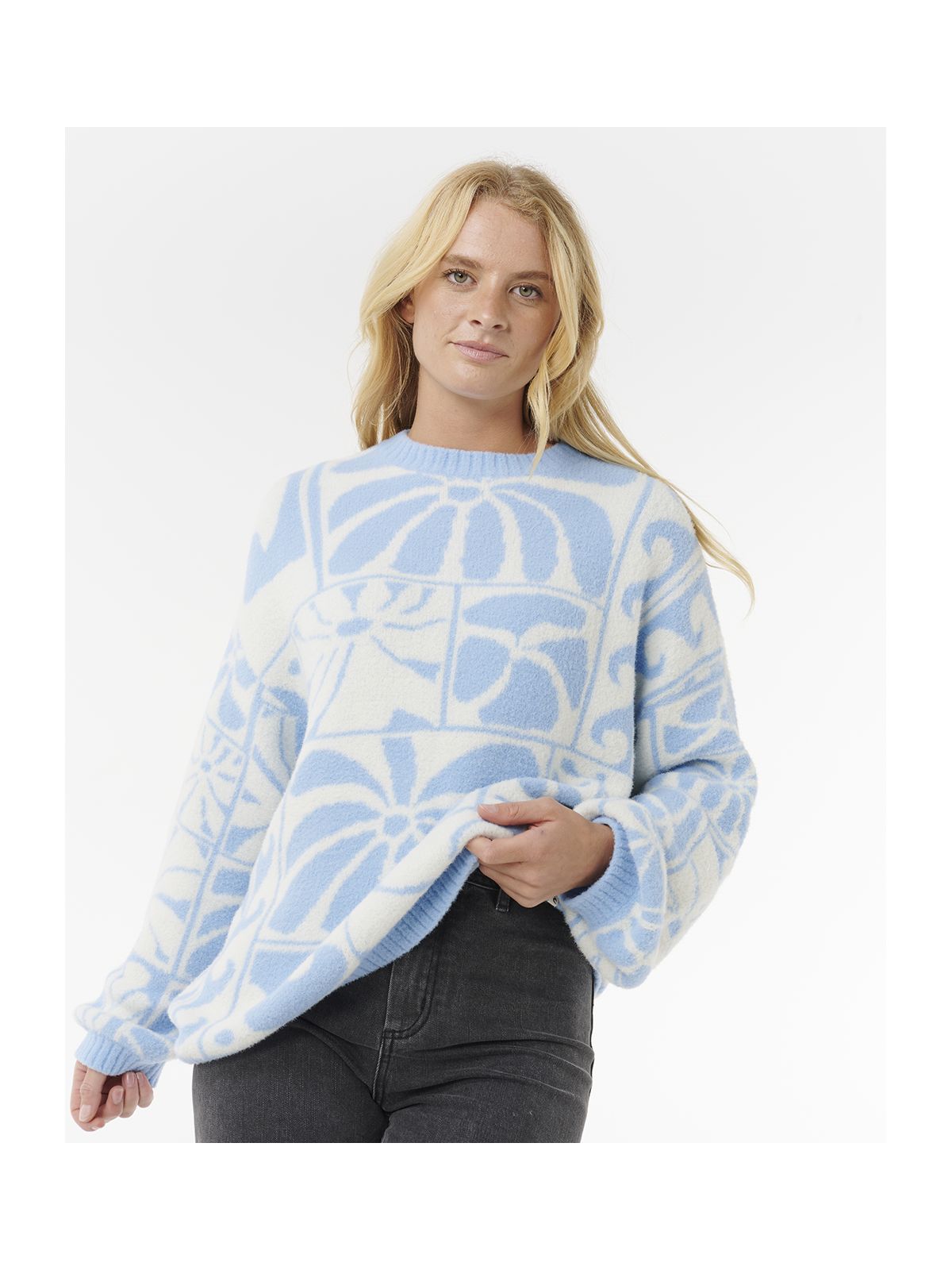 Sweter RIP CURL AOTS-TY WILLIAMS JACQUARD CREW niebieski