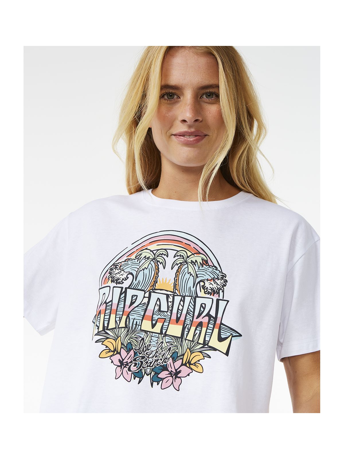 Koszulka RIP CURL Block Party Crop Tee biały - Adventure Sports