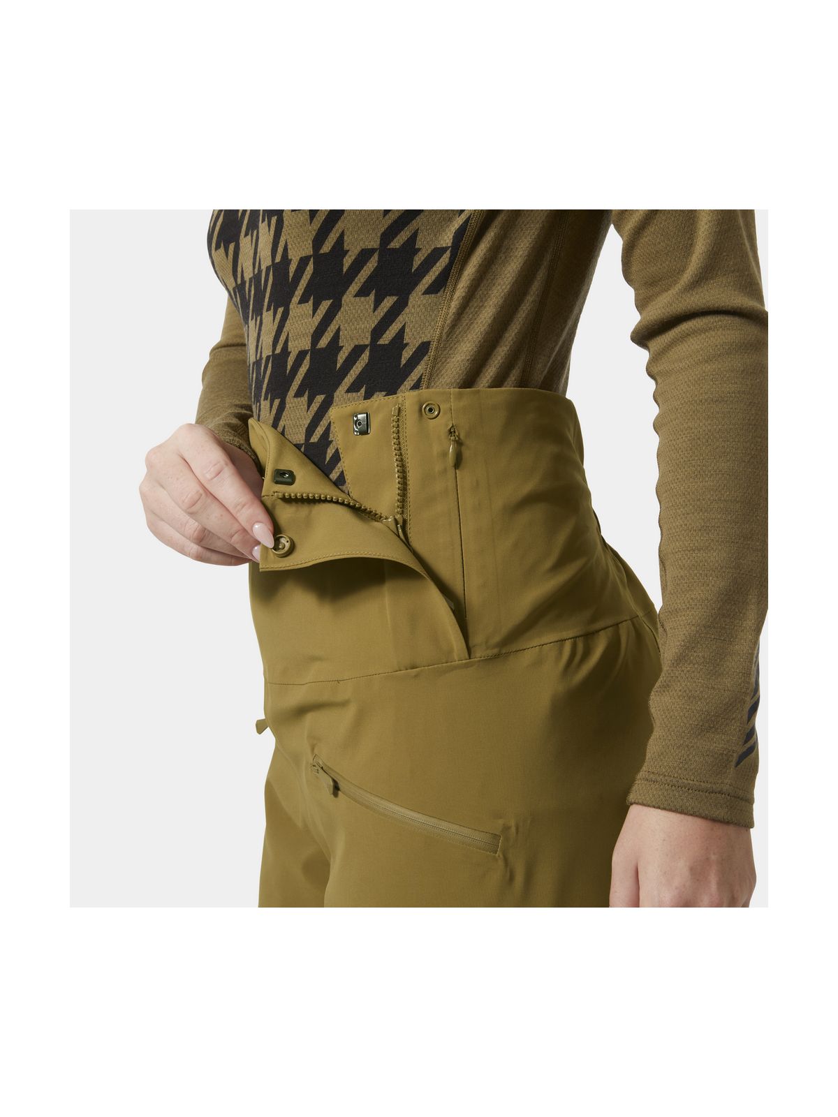 Spodnie narciarskie damskie HELLY HANSEN W ALPHELIA HI WAIST INS PANT brązowe