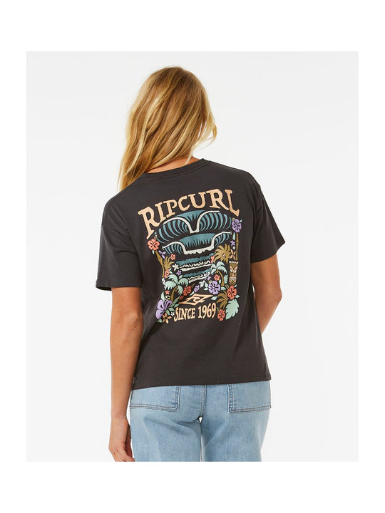 Koszulka RIP CURL Tiki Tropics Relaxed Tee czarny - Adventure Sports
