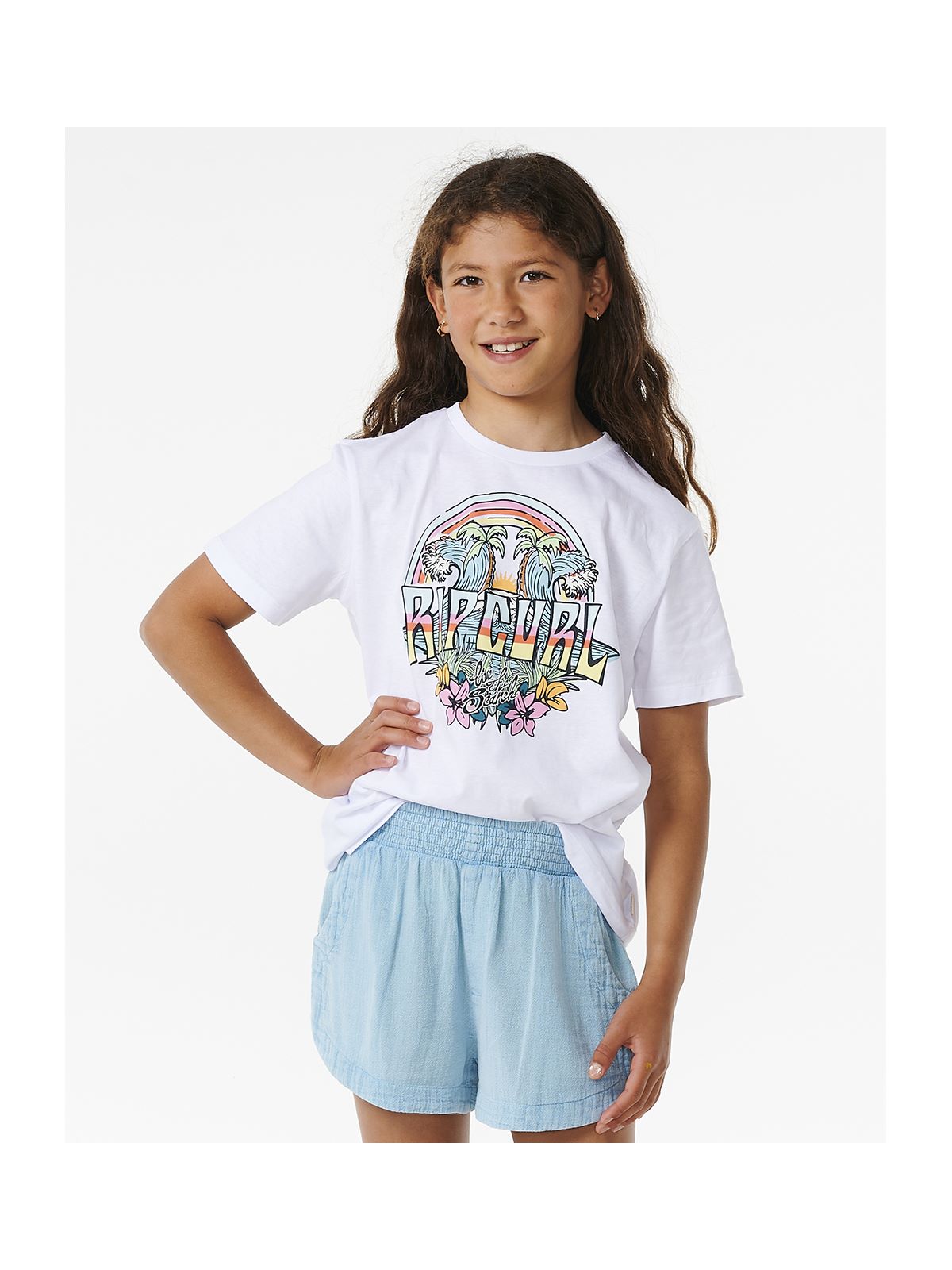 Koszulka RIP CURL Block Party Tee-Girl biały - Adventure Sports
