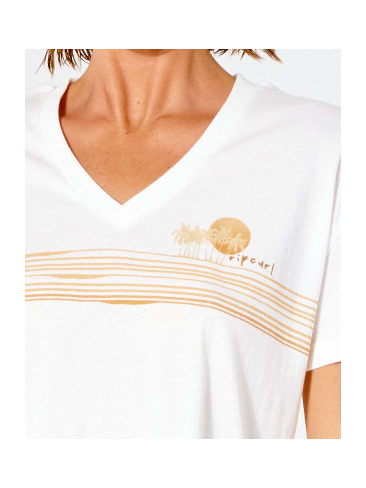 T-Shirt RIP CURL Sunset V-Neck Tee - biały - Koszulka - Adventure Sports