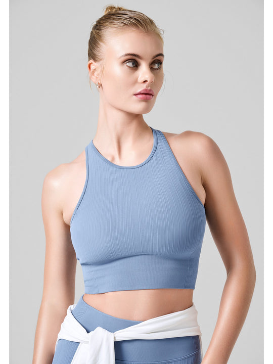 Top CASALL Multi Rib Seamless Padded Sports niebieski - Adventure
