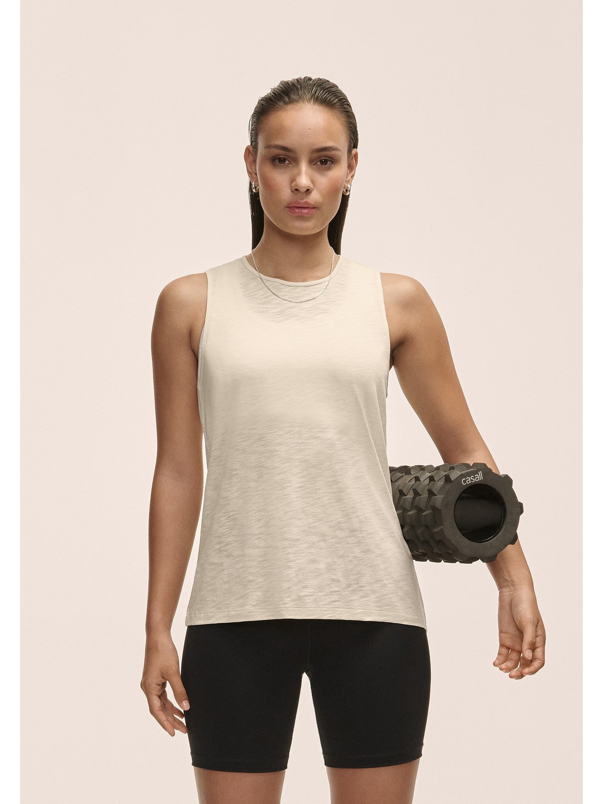 Koszulka treningowa damska treningowa CASALL Soft Texture Tank kolor beżowy
