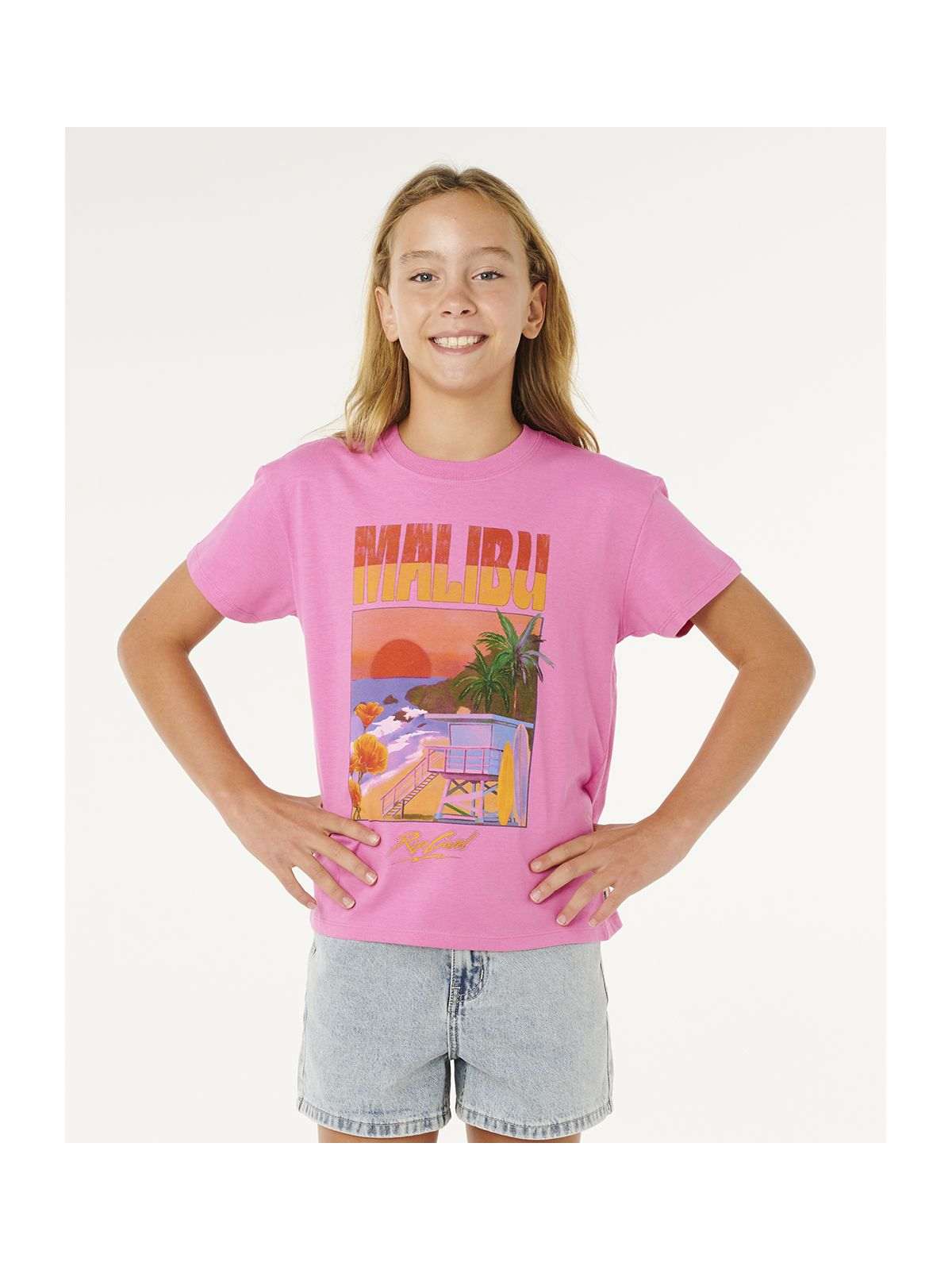 Koszulka dziewczęca RIP CURL Hayley O Relaxed Tee-Girl różowa