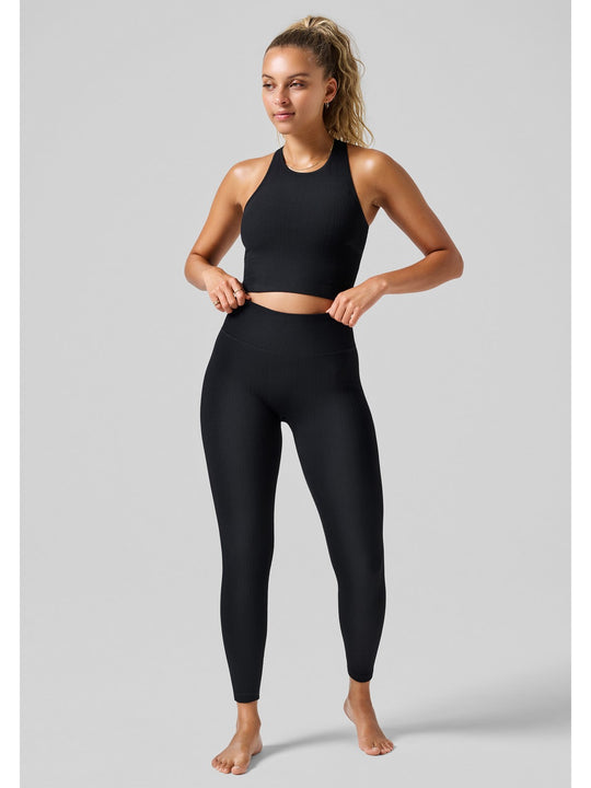 Legginsy damskie bezszwowe CASALL Multi Rib Seamless High Waist Tights czarny
