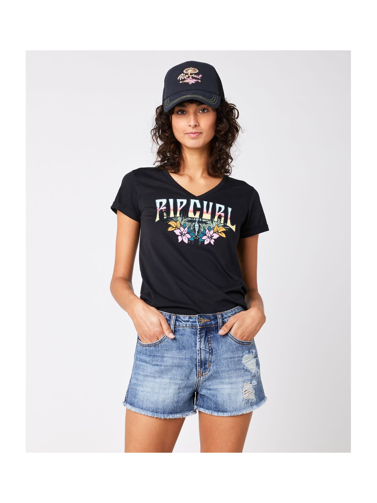 Koszulka RIP CURL Block Party V Tee czarny - Adventure Sports