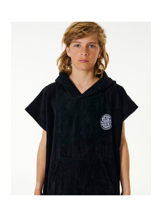 Poncho RIP CURL Logo Hooded Towel Boy czarny - Adventure Sports
