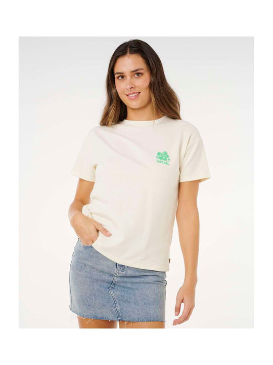 Koszulka damska RIP CURL Surf Puff Party Pack Relaxed beżowa

