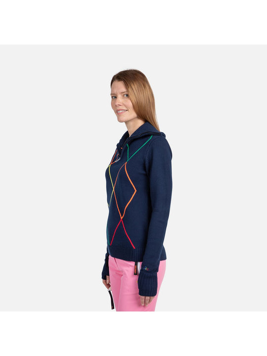 Sweter damski ROSSIGNOL W Jcc 1/2 Zip niebieski

