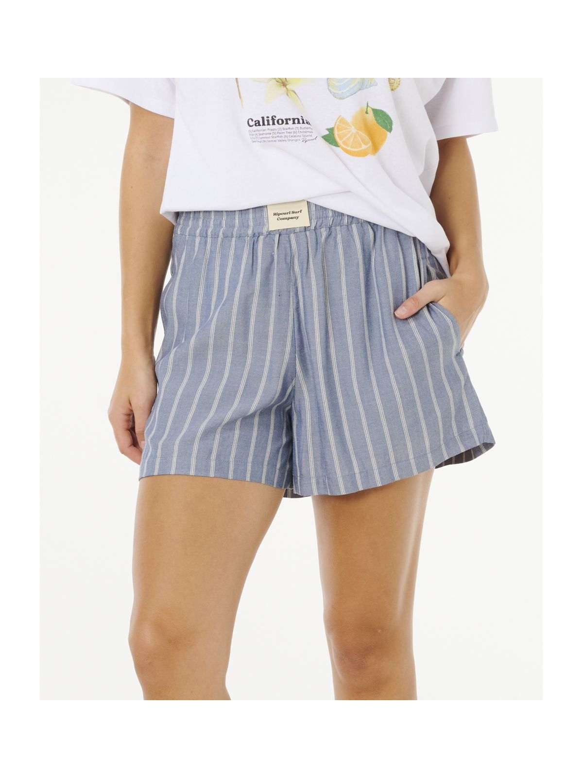 Szorty damskie RIP CURL Beach Days Pinstripe Short niebieskie