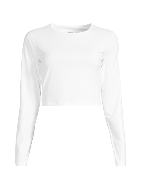 Koszulka damska treningowa Casall Graphic Crop Long Sleeve biały - Adventure Sports
