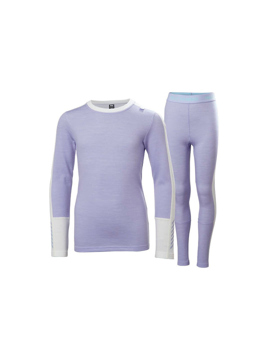 Bielizna dziecięca HELLY HANSEN Jr Lifa Merino Midweight Set kolor fioletowy
