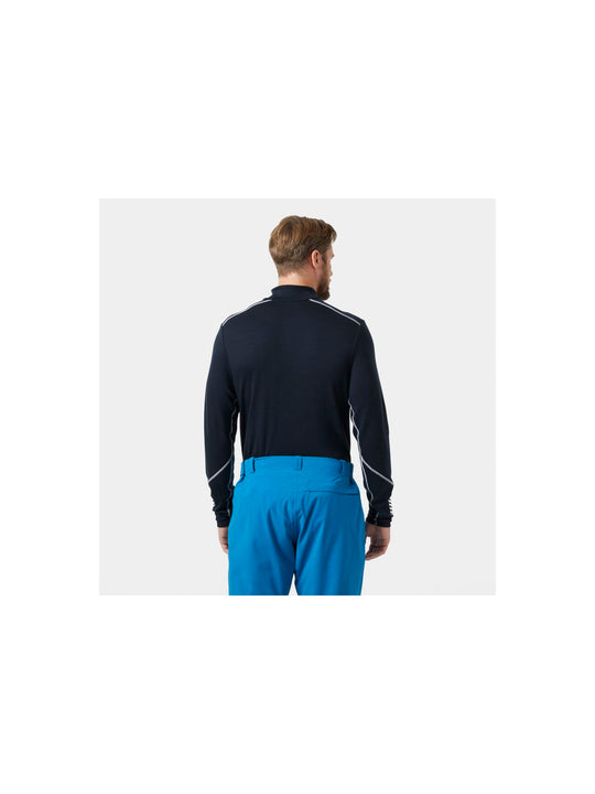 Koszulka męska HELLY HANSEN Lifa Merino Midweight 1/2 Zip kolor granatowy
