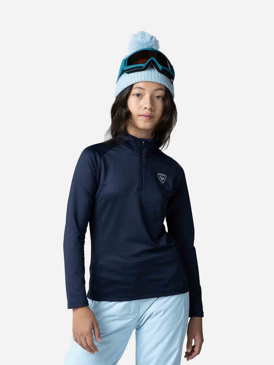 Bluza polarowa dziewczęca Rossignol Girl 1/2 Zip Warm Stretch granatowy - Adventure Sports
