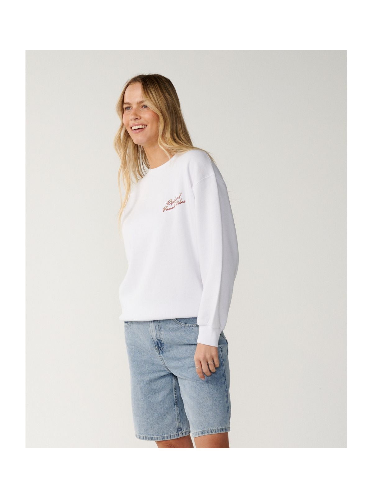 Bluza damska RIP CURL Beach Vibe Heritage Crew biała