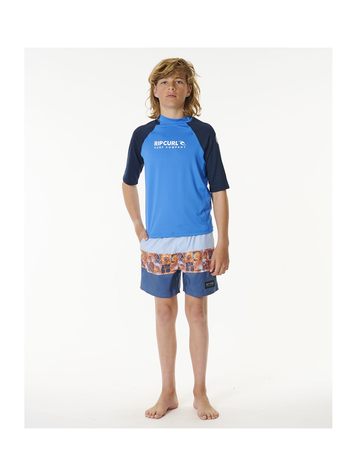 Lycra RIP CURL Shock Upf S/S-Boy niebieski