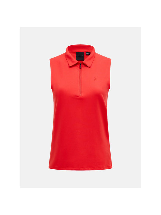 Koszulka PEAK PERFORMANCE W Comfort Zip SL Polo czerwony - Adventure Sports

