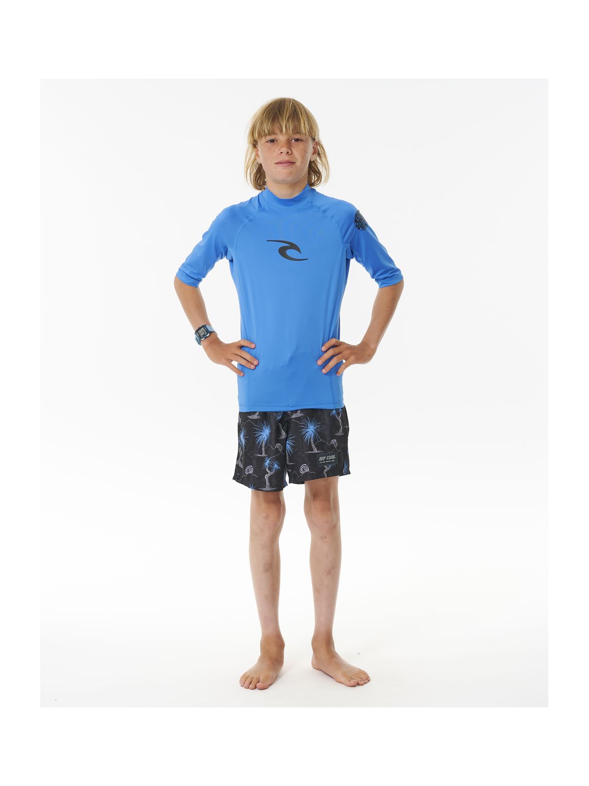 Koszulka do pływania chłopięca RIP CURL Brand Wave Upf S/S Boy niebieska