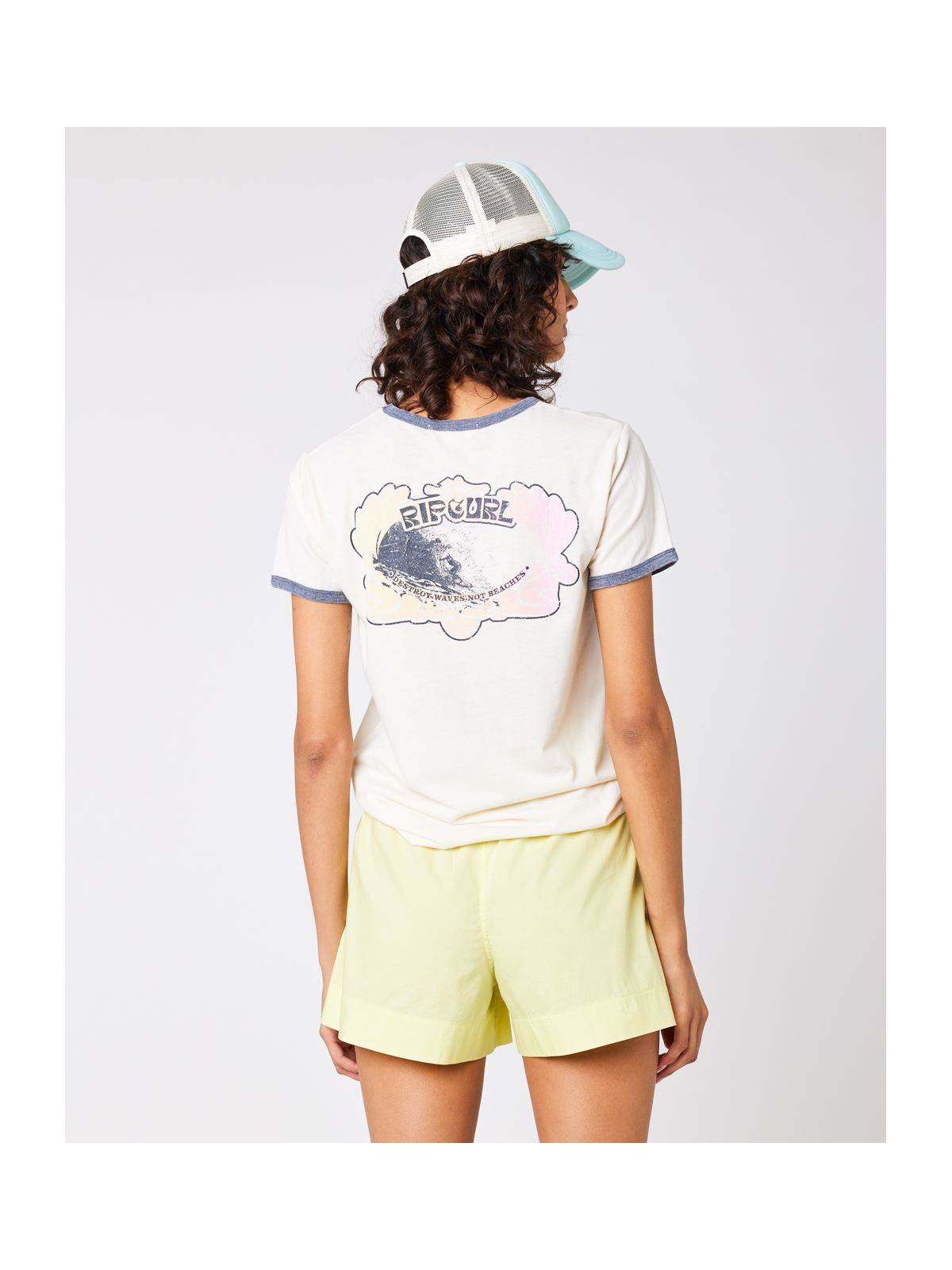 Koszulka RIP CURL Ringer Neon Tee biały - Adventure Sports