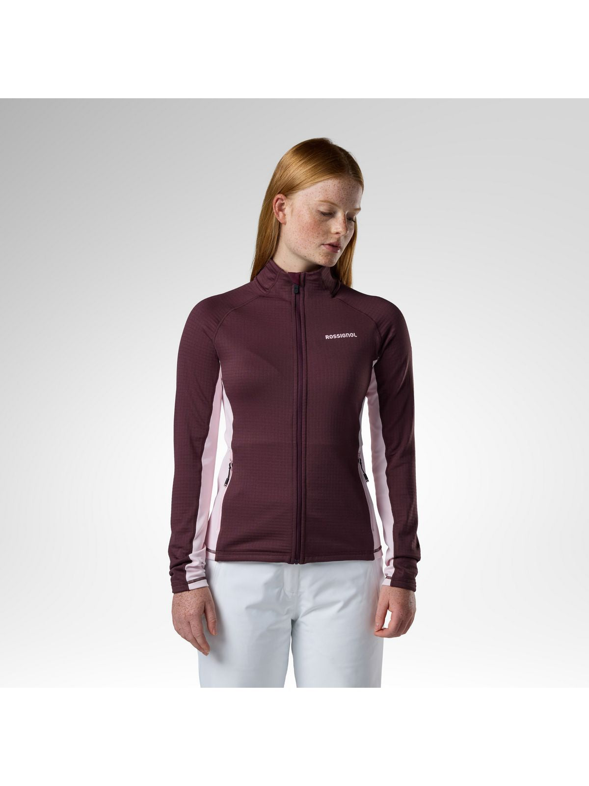 Bluza damska ROSSIGNOL W Blackside Mix Fz Fleece bordowa