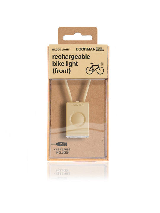 Lampka rowerowa BOOKMAN Block Light Front 50lm beżowy
