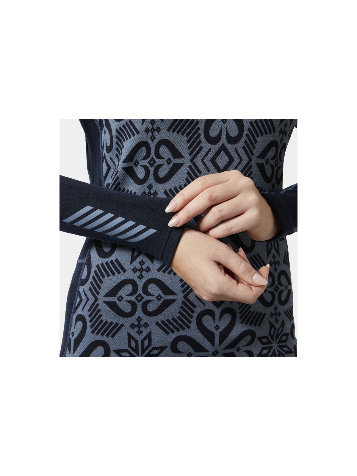 Koszulka damska HELLY HANSEN W Lifa Merino Midweight Graphic Crew kolor granatowy