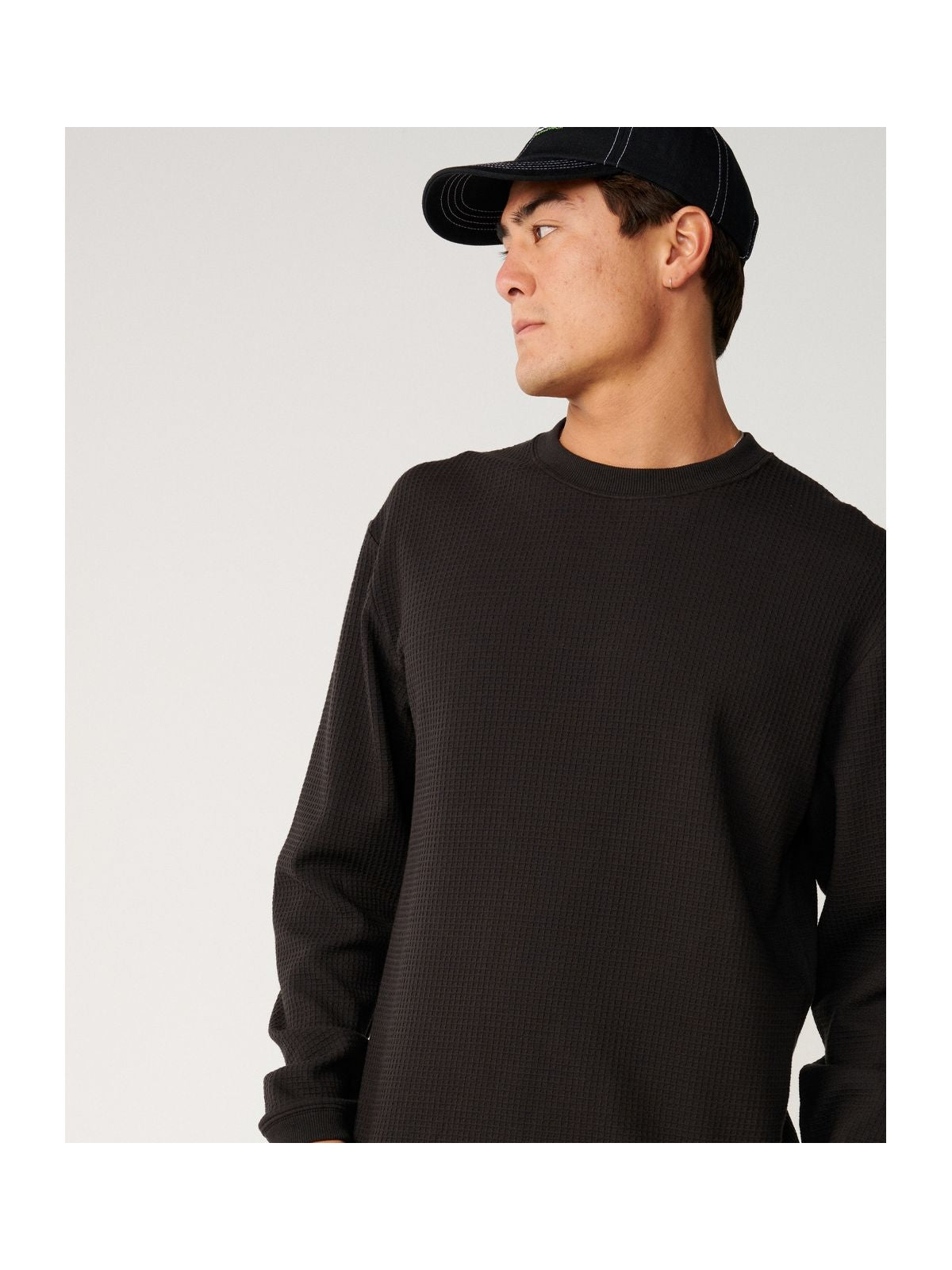 Koszulka męska RIP CURL Premium Surf Waffle L/S Tee czarna
