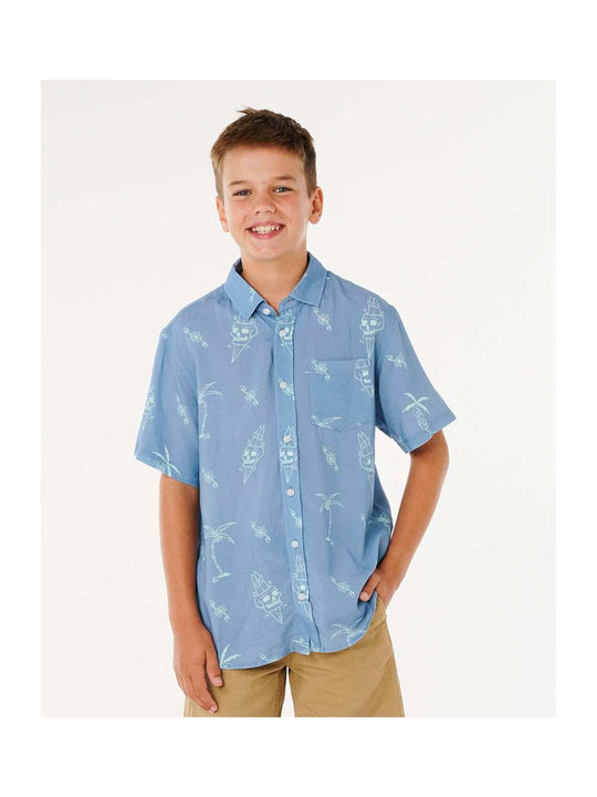 Koszula chłopięca RIP CURL Eternal Shred Ss Shirt-Boy niebieska
