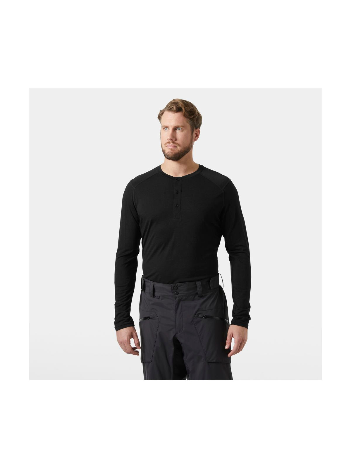 Bielizna termiczna męska HELLY HANSEN HH DURAWOOL LS HENLEY czarna