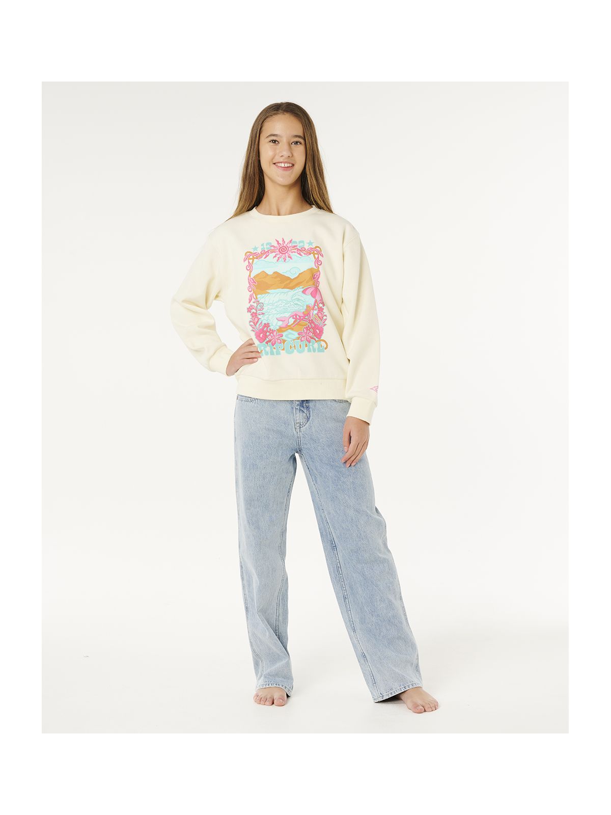Bluza dziewczęca RIP CURL Sunshine Squad Crew-Girl biała