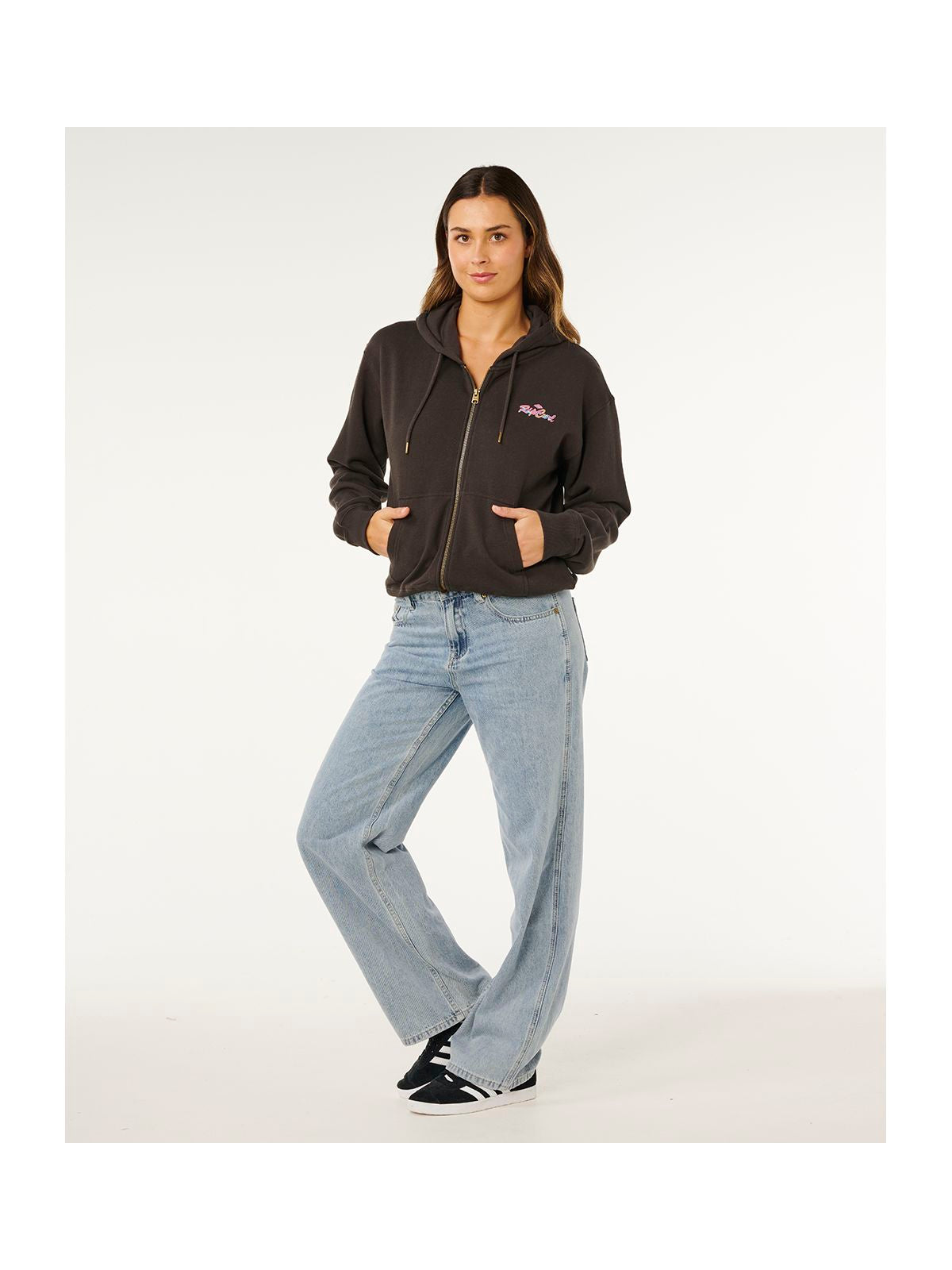 Bluza damska RIP CURL Lay Day Relaxed Zip Through czarna