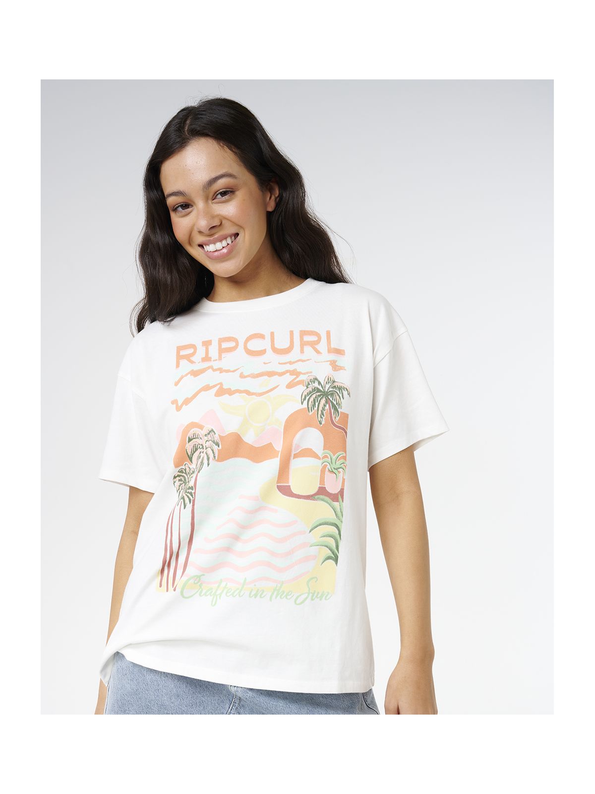 Koszulka damska RIP CURL Half Moon Bay Relaxed Tee beżowa